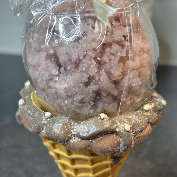 2- Dept 56 Ice Cream Decorative Glass Jar Candles And Waffle Cone Holders - Picture 6 of 11